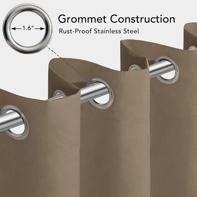 Easy-Going 100% Waterproof Outdoor Curtains 54x96 inch, Sand | Windproof - Image 3