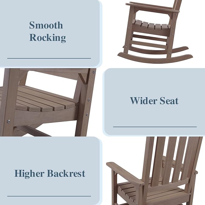 Outdoor Rocking Chairs Set of 2, Oversized Porch Rocker | Weather Resistant - Image 4