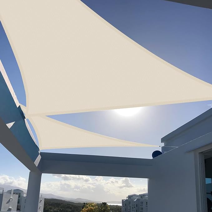 SUNNY GUARD Custom Size 15'x22'x22' Triangle Butter Cream UV Block Sunshade by SUNNYGUARD