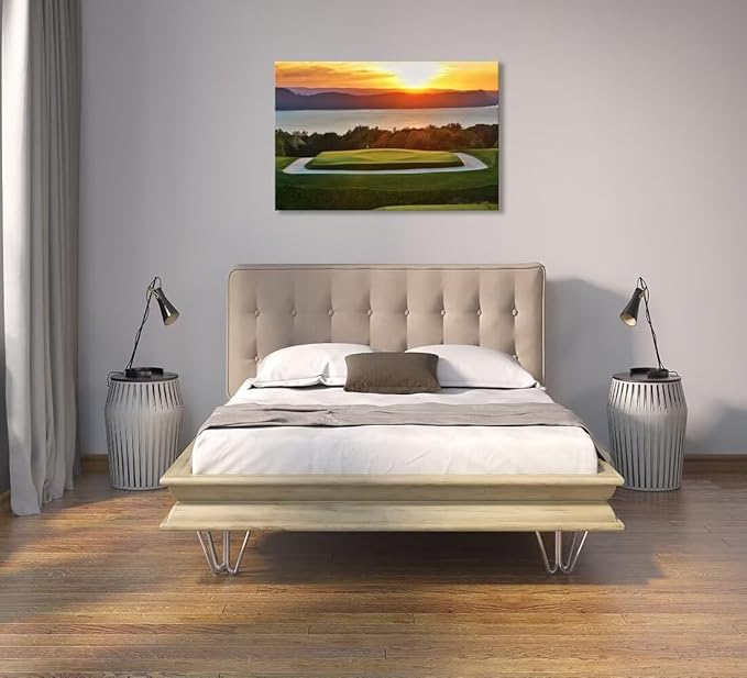 chenchenArt Sleepy Hollow 16 Hole Golf Course Wall Art for Living Room Bedroom Bathroom Home Decorations Sleepy Hollow Golf Course Picture Poster Canvas Prints Framed Ready to Hang(28''H x 44''W)
