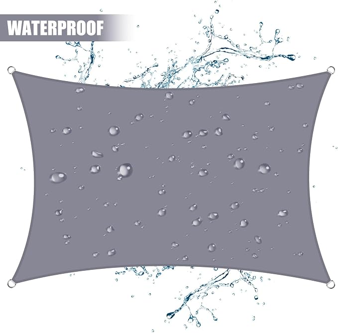 Neween Shade Sails, Waterproof Sun Shade Sail Rectangle UV Block Canopy Sun - Image 2