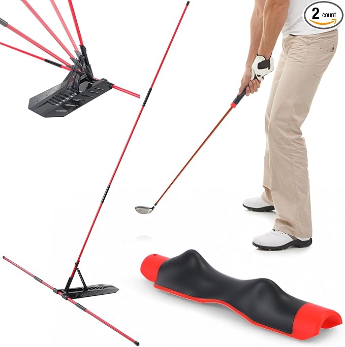 Golf Alignment Sticks and Golf Swing Trainer with Angle Plate/holder Sets for Aiming, Putting, Golfs Grip Trainer Aid Enhance Grip Strength, Precision, and Swing Technique, Posture Corrector