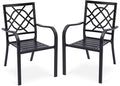 Patio Dining Chairs Set of 2, Stackable Metal High Back Chairs Set by Aoodor