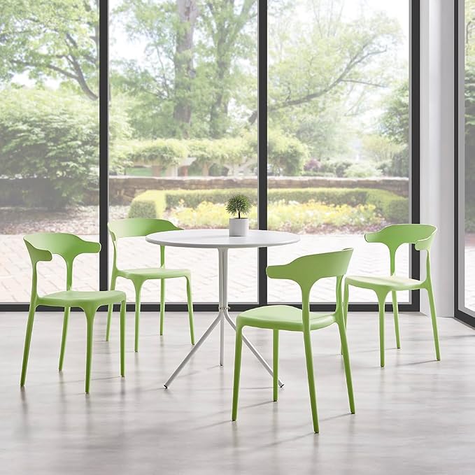 Modern Stackable Dining Chair Set, No Assembly, Plastic Chair, Patio Chair - Image 2