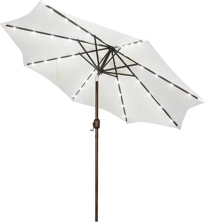 9 ft Solar Umbrella, 32 LED Lighted Patio Umbrella, Table Market Umbrella by Blissun
