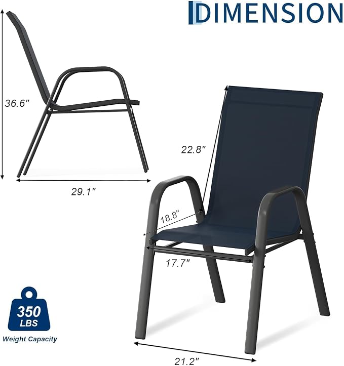 Stackable Outdoor Patio Dining Chairs Set of 4 – Heavy Duty, High Back Armchairs - Image 3