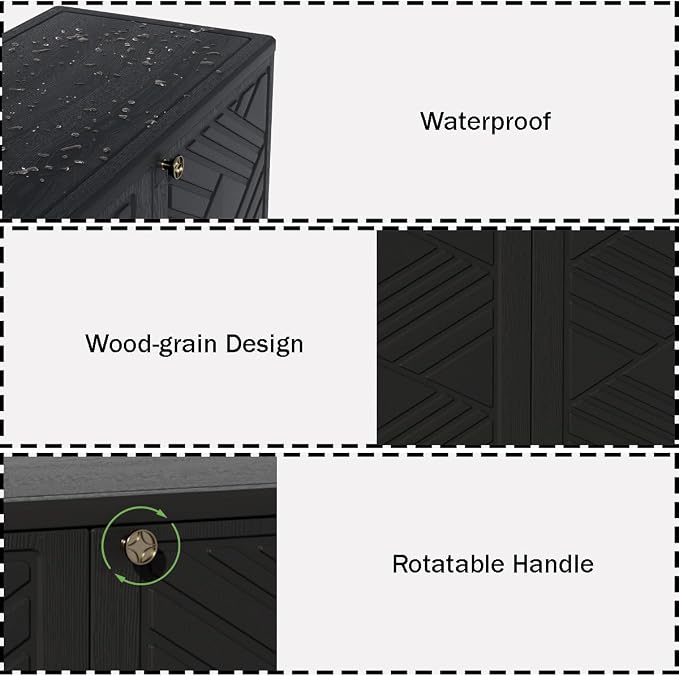 Mrosaa Outdoor/Indoor Storage Box, Resin and Plastic Storage Cabinet Waterproof - Image 6