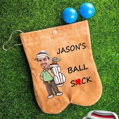 Personalized Golf Ball Bag, Custom Cartoon Character & Name on Golf Shag Bag by calliemoment