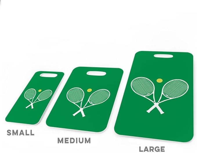 ChalkTalkSPORTS Tennis Luggage & Bag Tag | Crossed Tennis Rackets | Custom Info on Back | Medium | Green