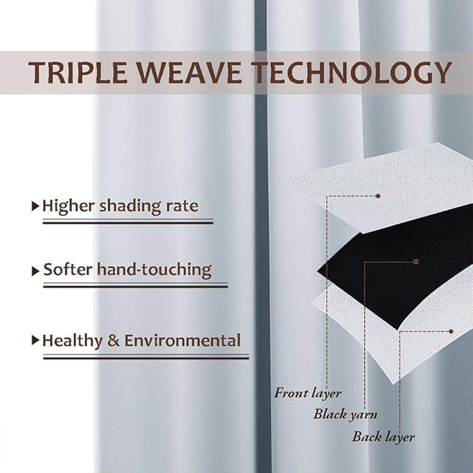 NICETOWN Bedroom Curtain Waterproof, Rustproof Grommet Triple Weave Textured - Image 4