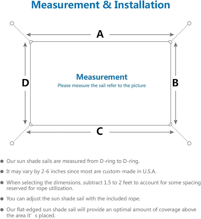 Eden's Decor Straight Flat-Edged Sun Shade Sail Rectangular 13' x 18' Wheat - Image 3