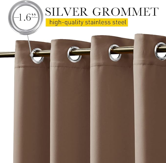NICETOWN 2 PCs Outdoor Curtains Waterproof Fixed Bottom W52xL95 Tan | Thermal - Image 4