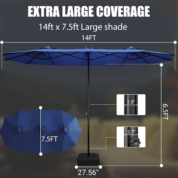 15FT Double-Sided Patio Umbrella - Image 5