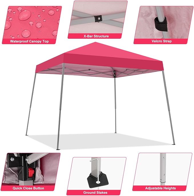10x10FT Slant Leg Pop Up Canopy Tent, Portable Outdoor Shelter | 10x10FT Base - Image 2