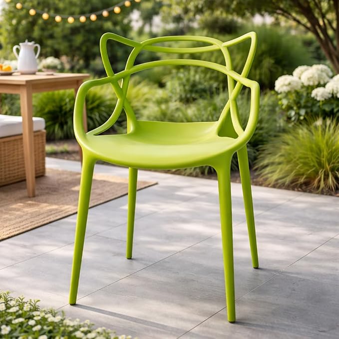 2xhome Modern Dining Chair | Stackable Indoor or Outdoor Entangled Side Chair | - Image 2