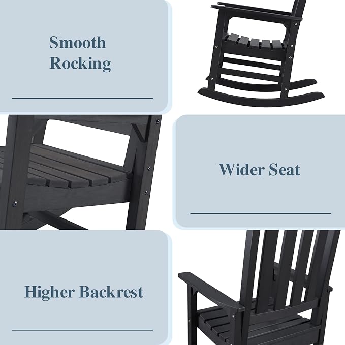 Outdoor Rocking Chairs Set of 2, Oversized Porch Rocker | Weather Resistant - Image 6