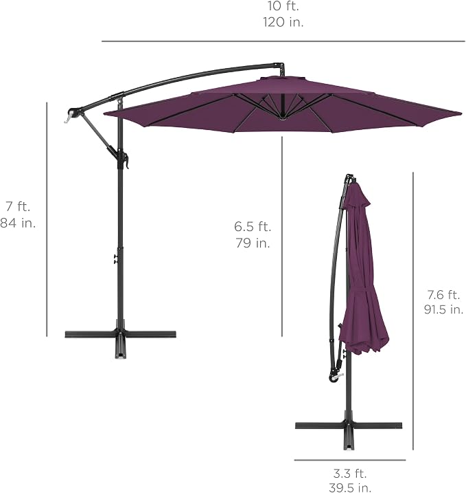 Best Choice Products 10ft Offset Cantilever Hanging Market Patio Umbrella - Image 7