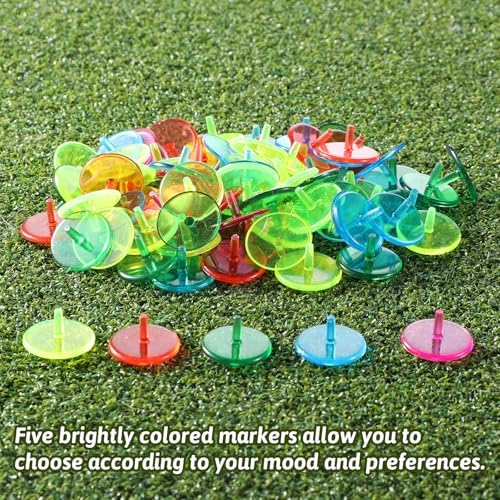 Styquenzer Golf Ball Marker, Bulk 50 Pcs Multicolor Plastic Round Golf Ball - Image 4