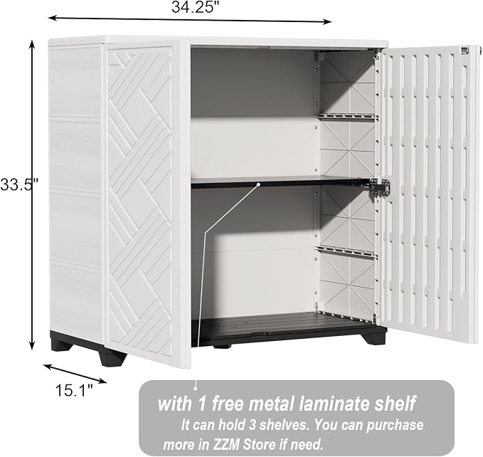 ZZM Indoor/Outdoor Storage Cabinet Waterproof, All Weather Outdoor Storage - Image 3