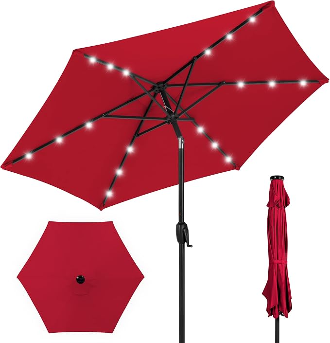 Best Choice Products 7.5ft Solar Umbrella LED Lighted Patio Umbrella, Table by Unknown