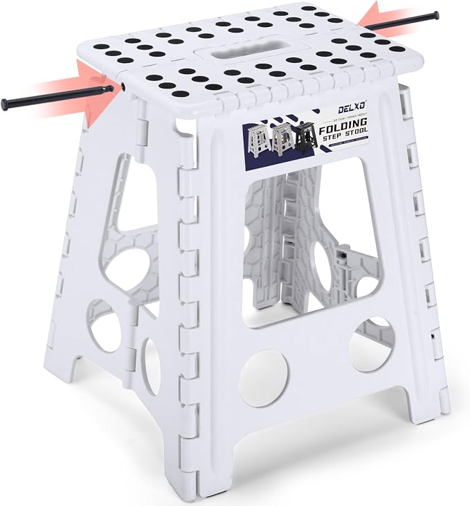 Delxo 16 Inch Folding Step Stool, Foldable Step Stool by Delxo