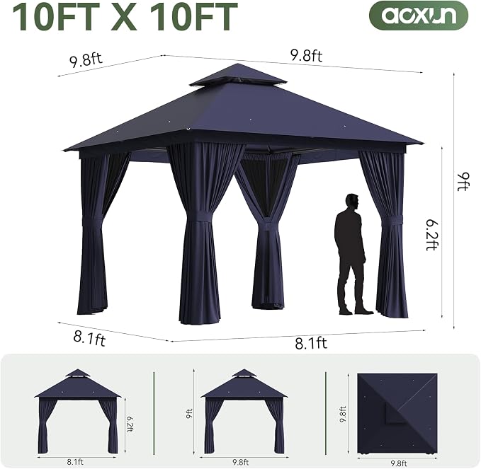 Aoxun 10x10FT Metal Frame Outdoor Gazebo - Image 6