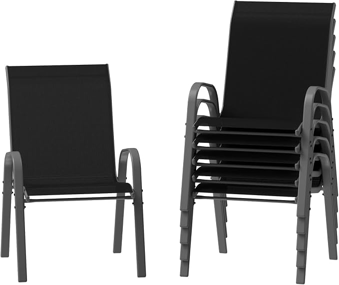 Amopatio Patio Chairs Set of 6, Outdoor Stackable Dining Chairs by Amopatio