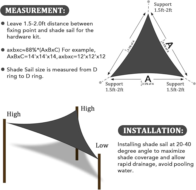 Shade&Beyond Custom Sun Shade Sail 17'x19'x25.5' Triangle Sun Sail Shades Patio - Image 6