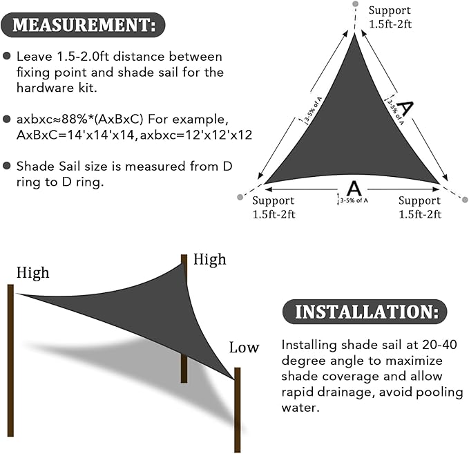 Shade&Beyond Custom Sun Shade Sail 6'x8'x10' Triangle Sun Sail Shades Patio UV - Image 6