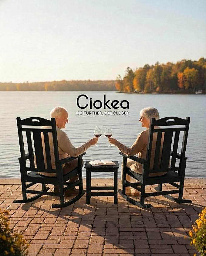 Oversized Outdoor Rocking Chairs Set of 4, 380lbs Heavy-Duty Large Patio Rocker - Image 3