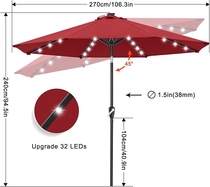 ABCCANOPY Solar Led Patio Umbrella - Image 4