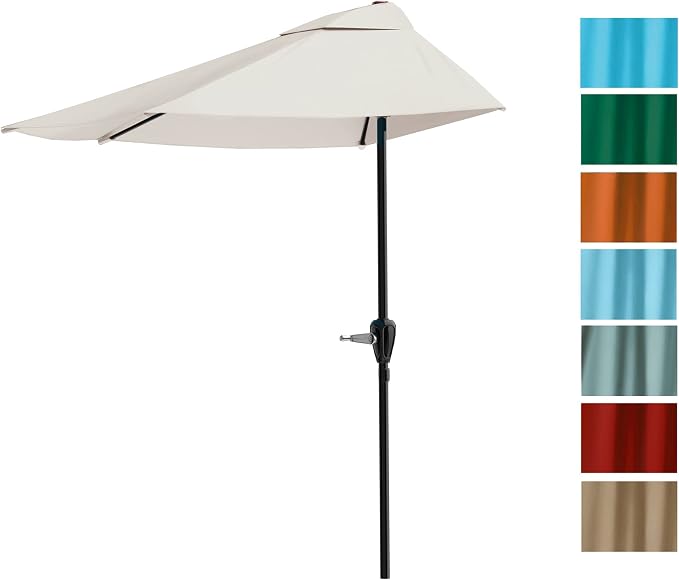 Pure Garden Half Umbrella Outdoor Patio Shade - Image 4