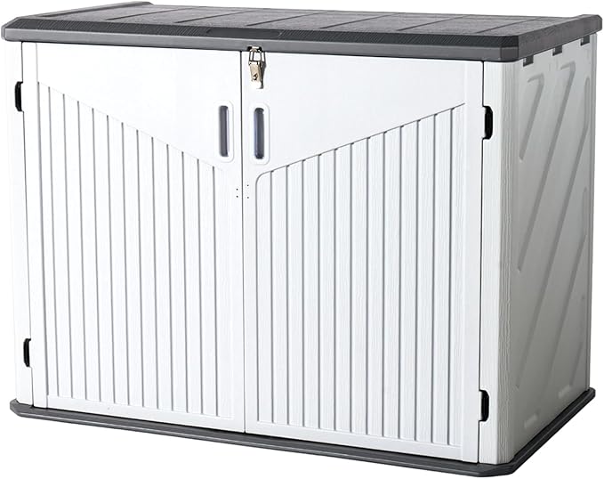 Aoxun Outdoor Storage Cabinet 35 Cu.Ft Outdoor Trash Can Storage Shed, and Lawn - Image 9
