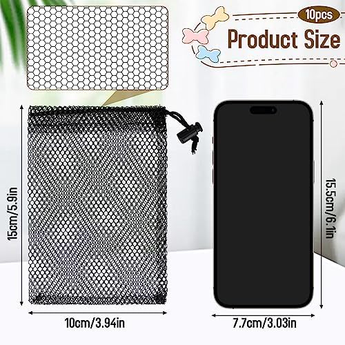 Sliverdew 10PCS Small Mesh Bags Drawstring Black Mesh Drawstring Bag Mini Nylon - Image 2