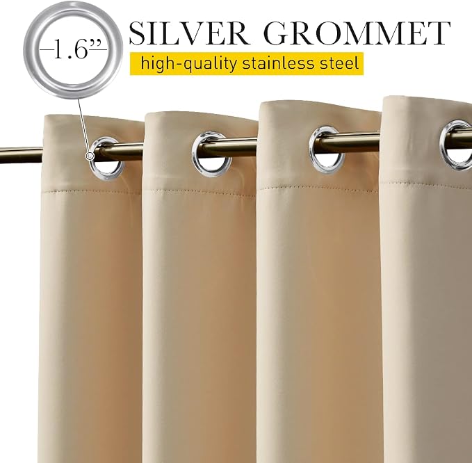 NICETOWN 2 Panels Outdoor Curtains Waterproof W52xL108 Biscotti Beige | - Image 2