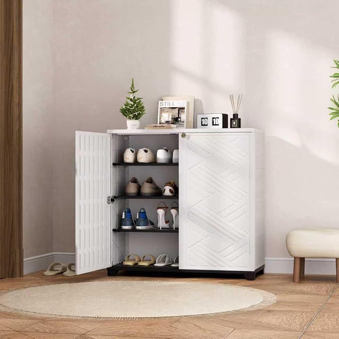 Mrosaa Outdoor/Indoor Storage Box, Resin and Plastic Storage Cabinet Waterproof - Image 3