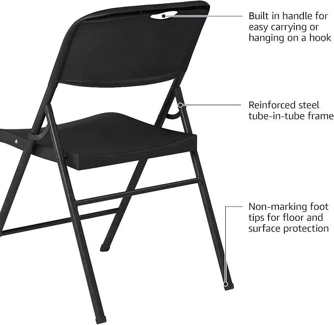 Amazon Basics Sturdy Foldable Portable Plastic Chair, 350-Pound Capacity - Image 5