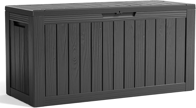 80 Gal Resin Outdoor Storage Box Waterproof Lockable Deck Box | UV-resistant by EASYUP