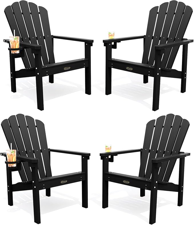 THOEOE Stackable Adirondack Chair Set of 4, HDPE Fire Pit Chairs Set of 4 | by THOEOE