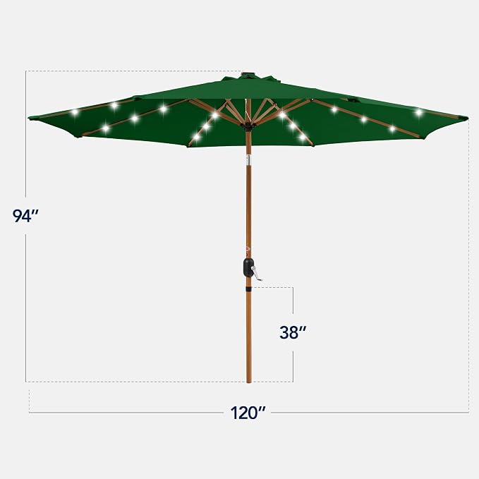 Best Choice Products 10ft Solar Market Patio Umbrella w/Woodgrain Pattern Pole - Image 2
