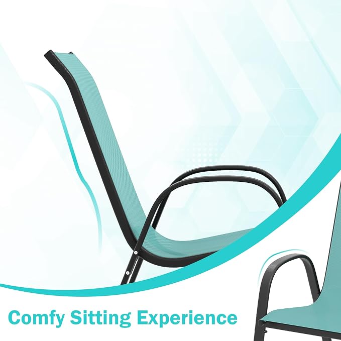 Tangkula Patio Dining Chairs Set of 2, Outdoor Stackable All Weather Heavy Duty - Image 6