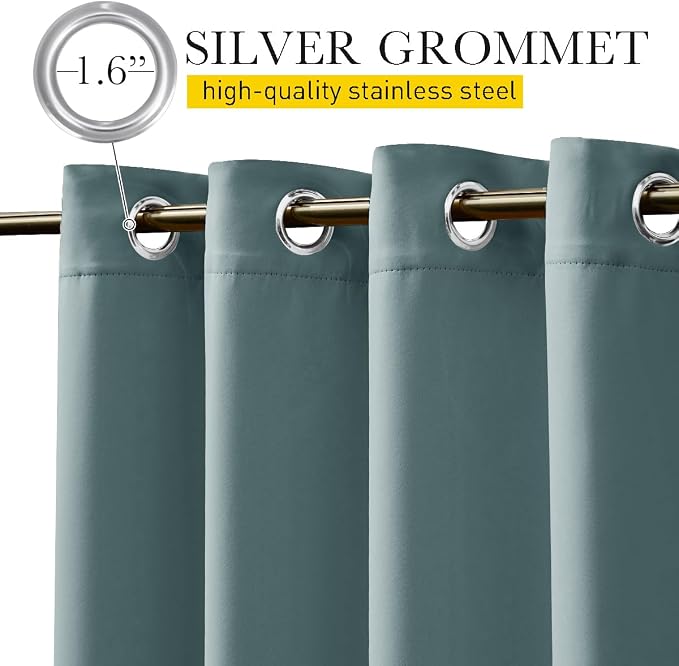 NICETOWN 2 Panels Thermal Outdoor Curtains Windproof W52xL72 Greyish Blue | - Image 5