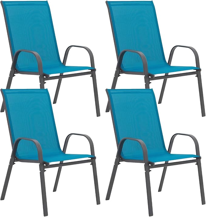 Patio Chairs Set of 4, Breathable Textilene, Weatherproof Frame, Quick Setup - Image 7