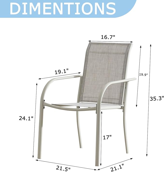 Stackable Patio Chairs Set of 2, Outdoor Dining Chairs - Image 2
