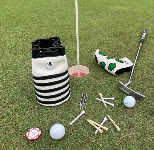 Golf Valuables Pouch with Ball Marker, Leather Drawstring Tee Ball Bag - Image 4