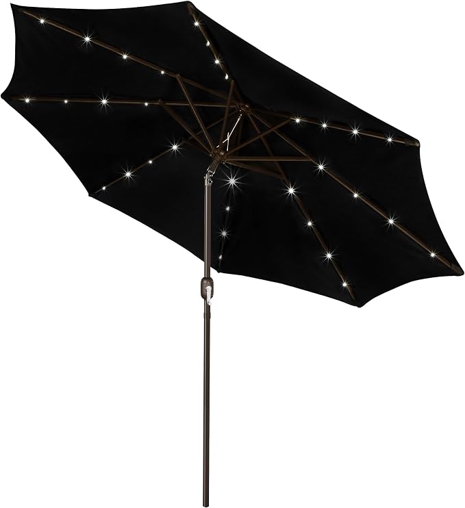 9 ft Solar Umbrella, 32 LED Lighted Patio Umbrella, Table Market Umbrella by Blissun