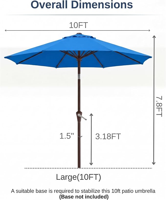 10FT Patio Umbrella, Outdoor Umbrella - Image 8