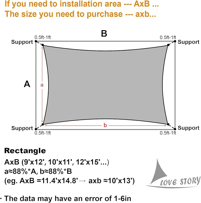 LOVE STORY Custom Size 6' x 15' Sun Shade Sail - Image 2