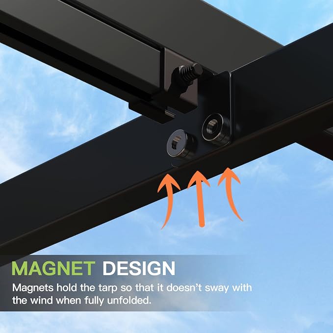 Aoxun 10'x12' Outdoor Retractable Pergola, Upgraded Adjustable Sun Shade Canopy - Image 3