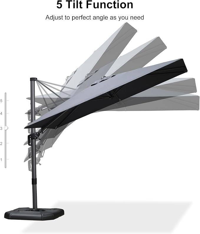 PURPLE LEAF Patio Cantilever Umbrell Left-right Tilting 10' X 6.5' Grey | - Image 9